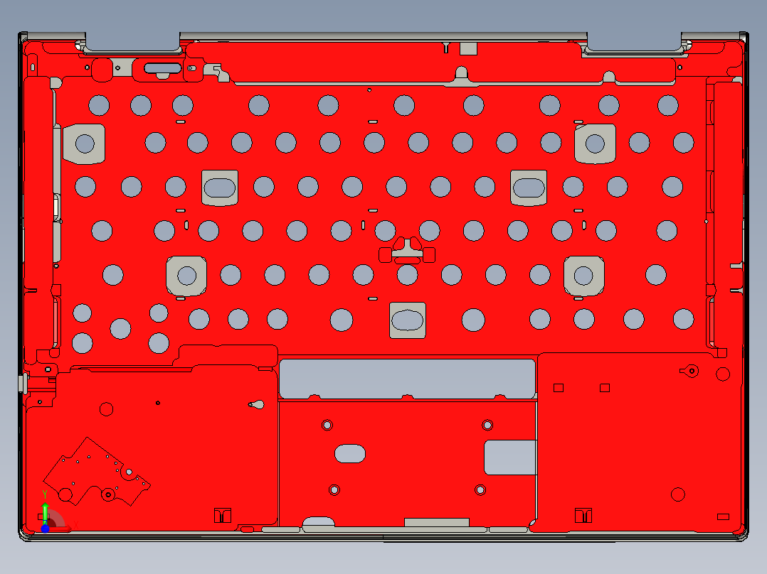 锻压笔记本C壳铣内腔UG程序模型前视图