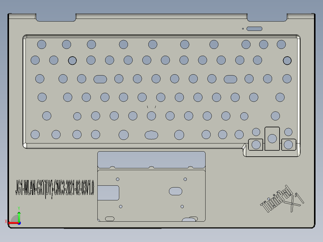 锻压笔记本C壳铣内腔UG程序模型后视图