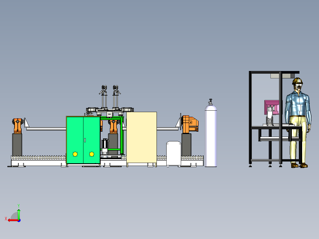 移动式双枪焊接平台的调试与试焊模拟后视图