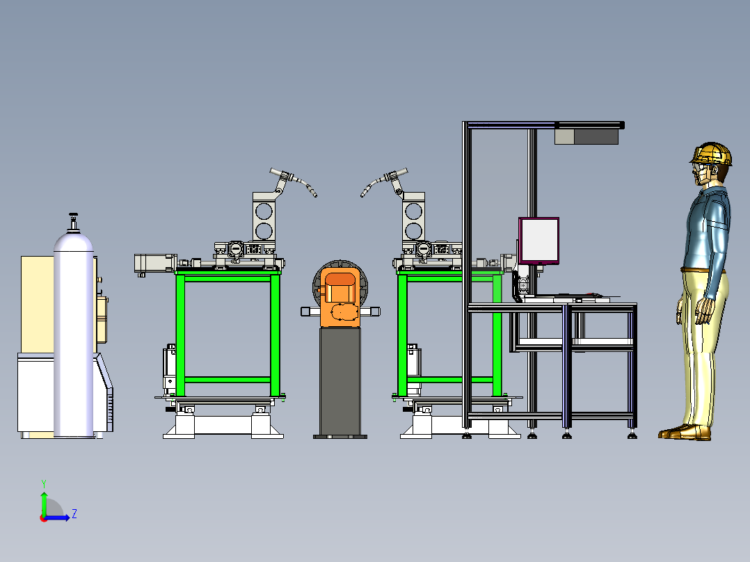 移动式双枪焊接平台的调试与试焊模拟左视图