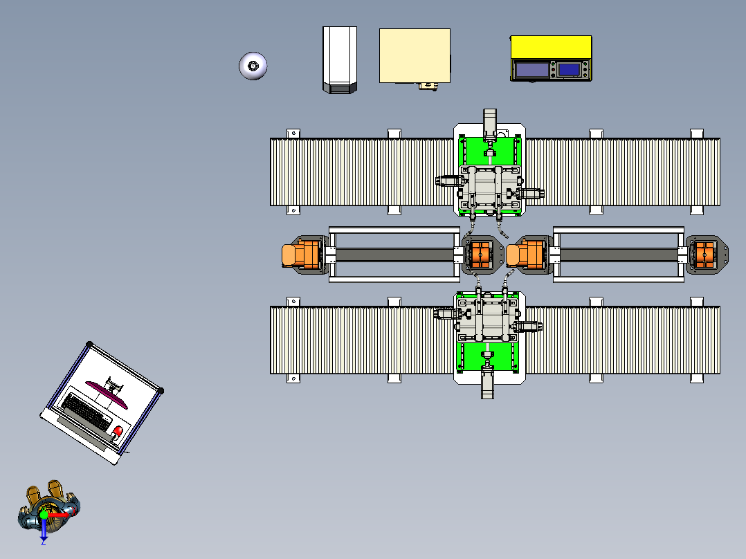 移动式双枪焊接平台的调试与试焊模拟俯视图