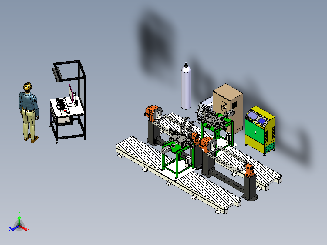 移动式双枪焊接平台的调试与试焊模拟正等轴测图