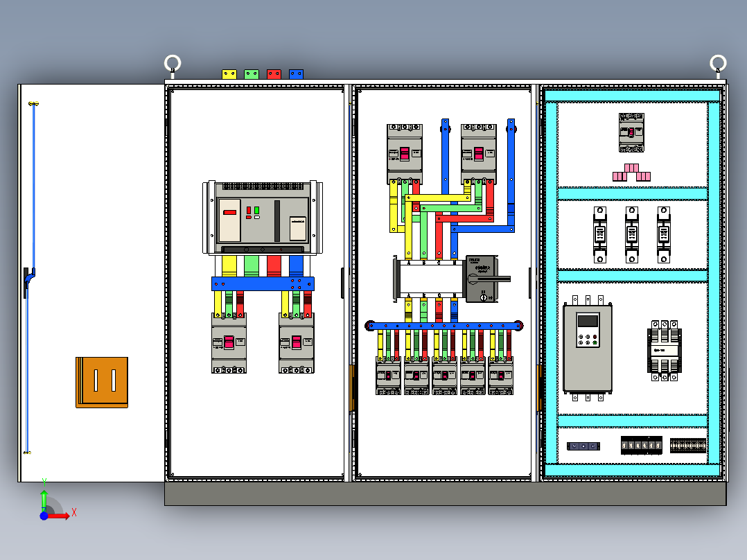 三柜组装软启动旁路控制柜 55244前视图