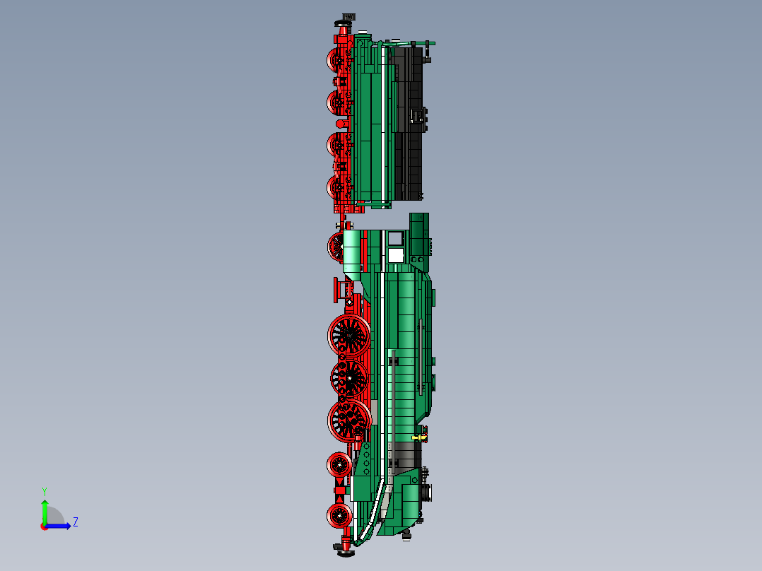 火车机车列车steam-locomotive-with-tender-dr-18-201-模型格式为 stp左视图