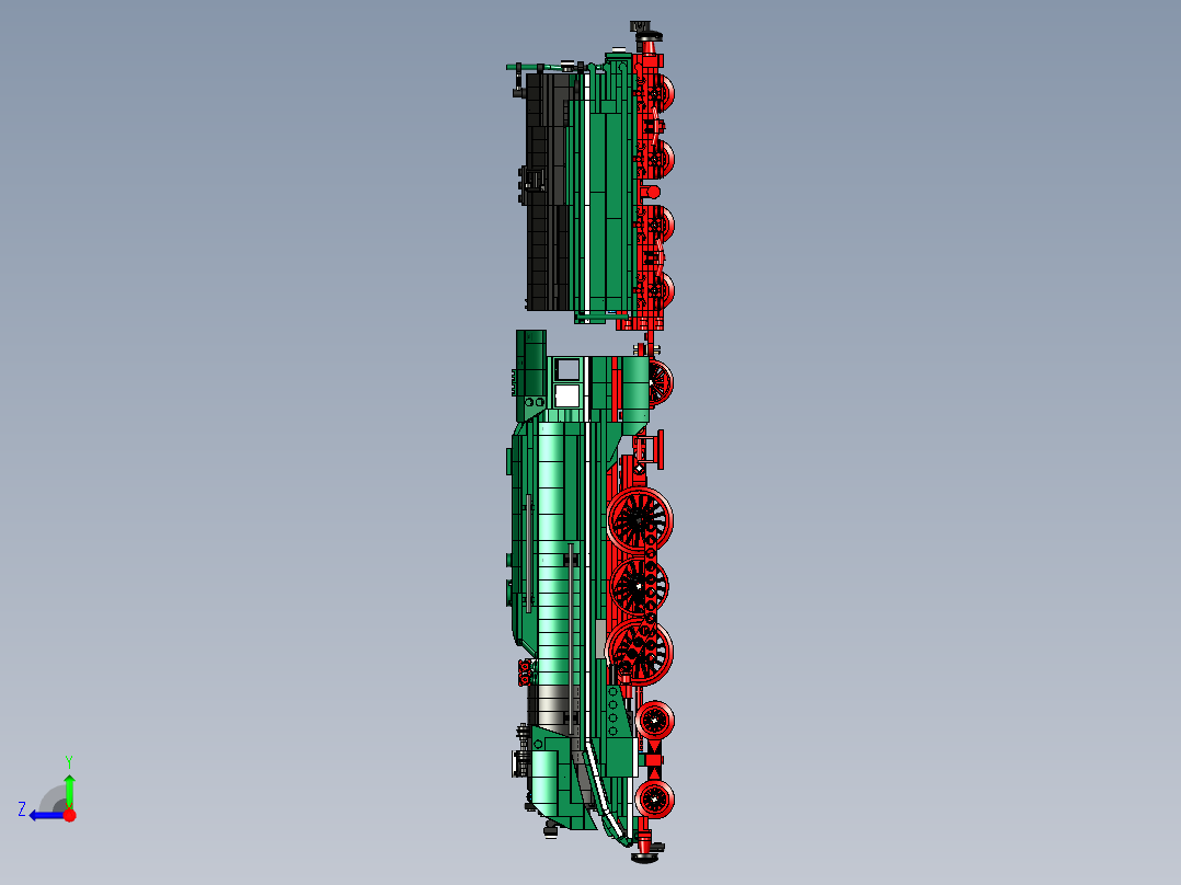 火车机车列车steam-locomotive-with-tender-dr-18-201-模型格式为 stp右视图