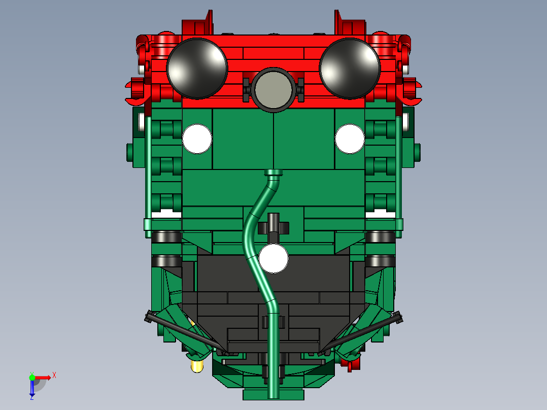 火车机车列车steam-locomotive-with-tender-dr-18-201-模型格式为 stp俯视图