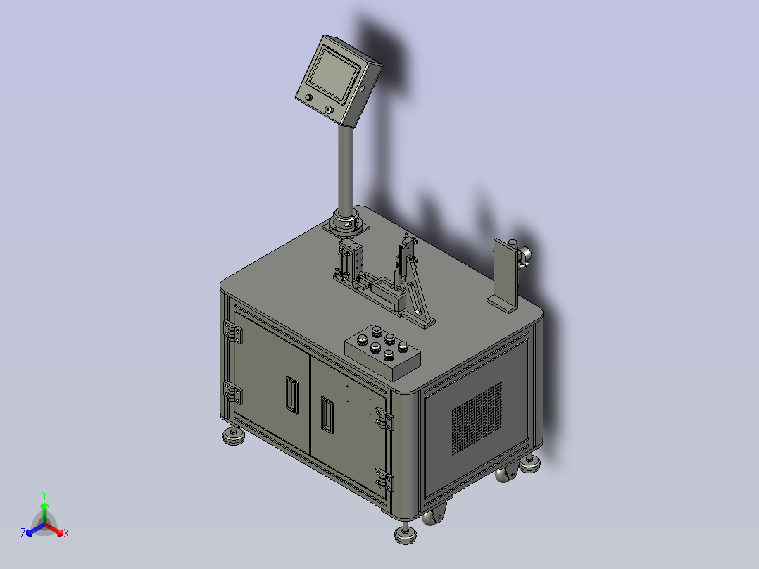 塑料件冲压组装台正等轴测图