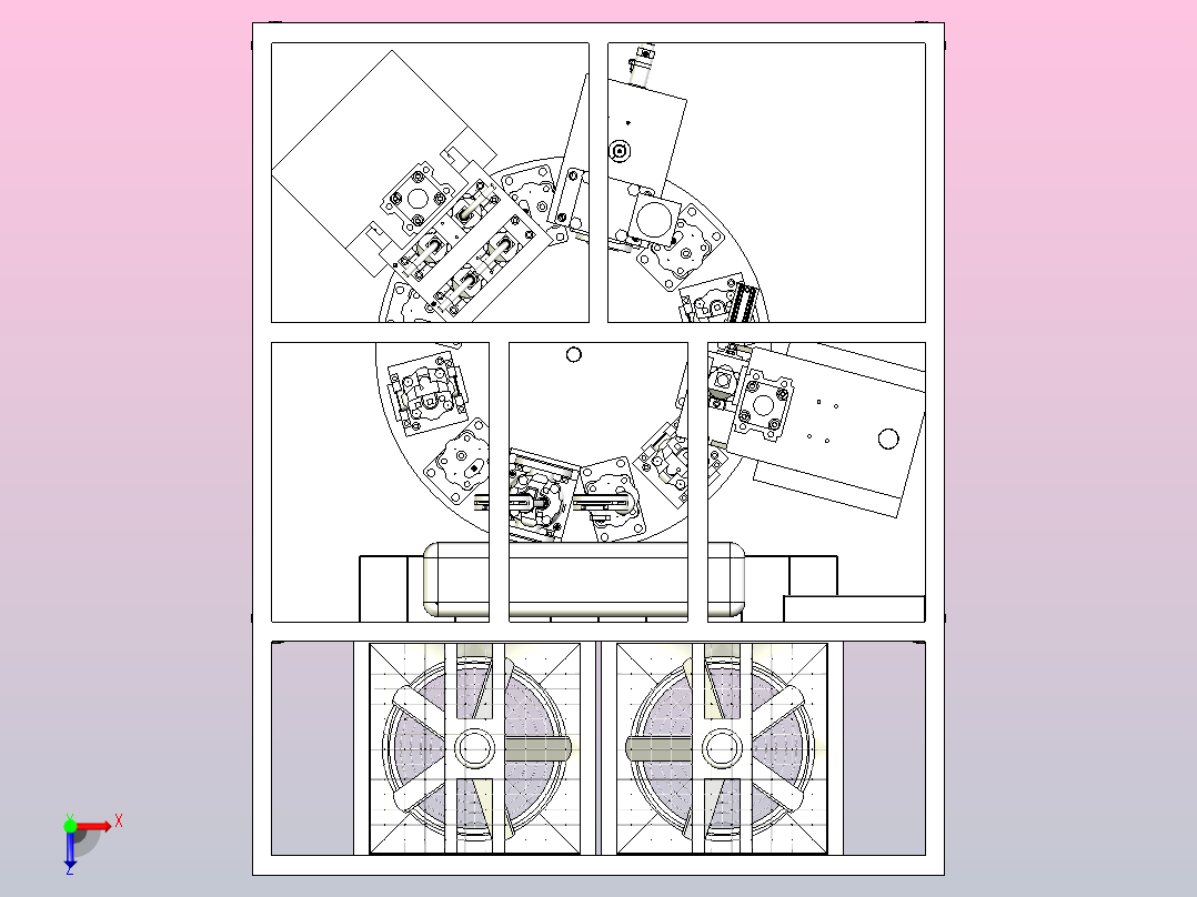 一款自动锁螺丝组装设备模型俯视图