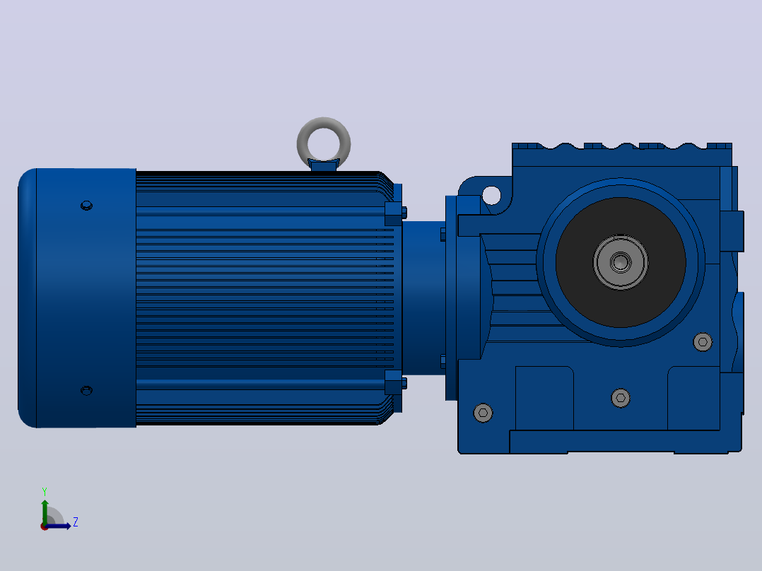 S97底脚轴伸式安装斜齿-蜗轮蜗杆减速机S97-YV22-4P-20.16-M1-0°-A+B左视图