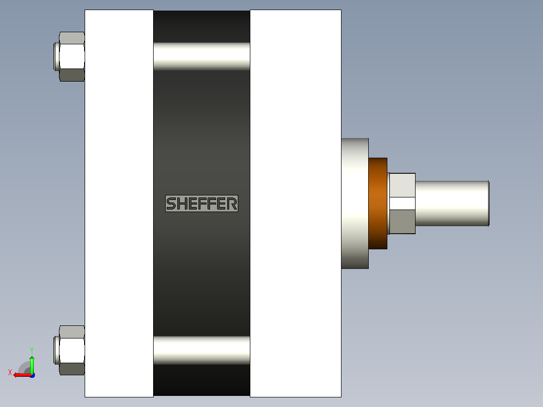 气动气缸短行程SHEFFER_8'' -MH-NX-0.5 ' '。后视图