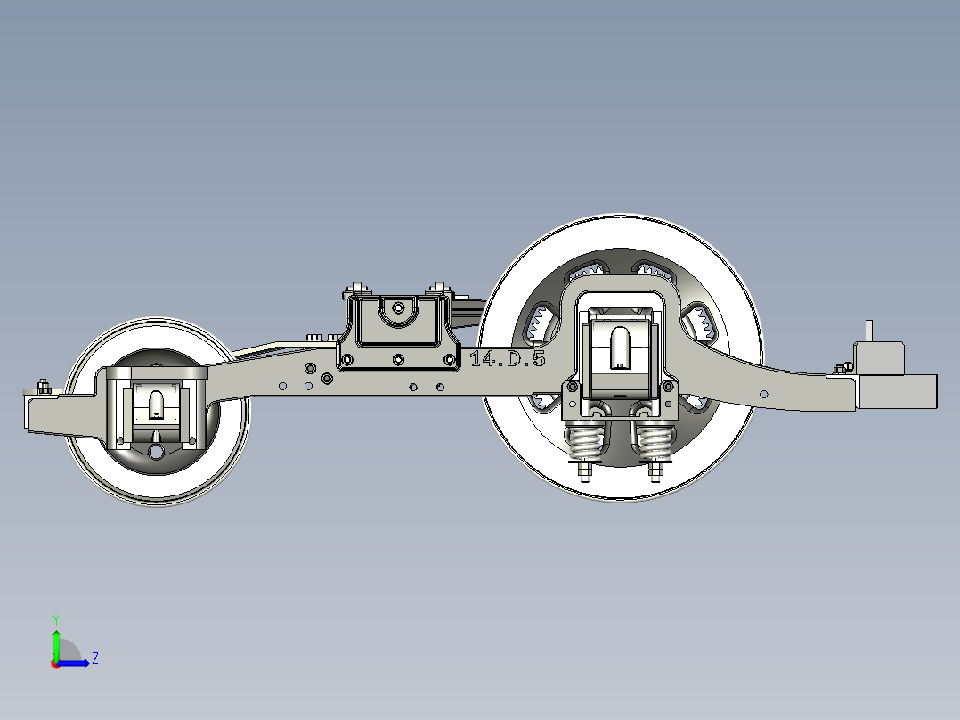 14-D-5牵引力转向架3D模型图纸 STP格式左视图