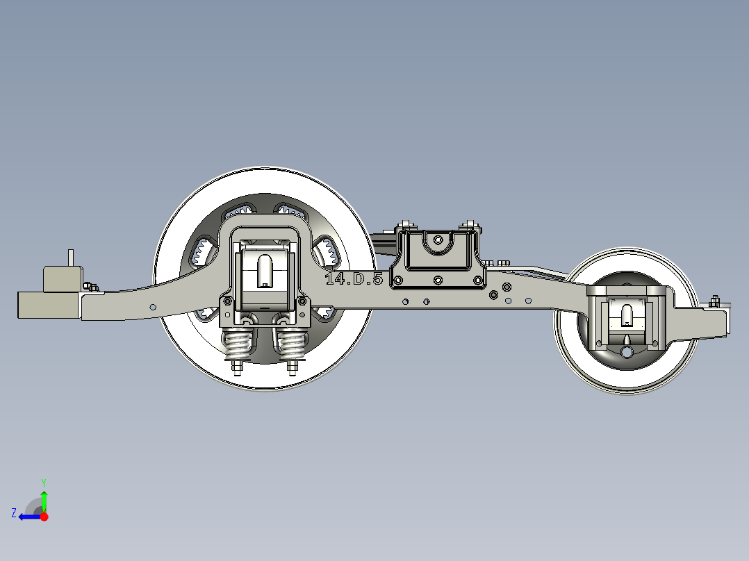 14-D-5牵引力转向架3D模型图纸 STP格式右视图
