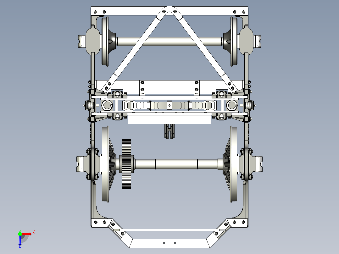 14-D-5牵引力转向架3D模型图纸 STP格式俯视图