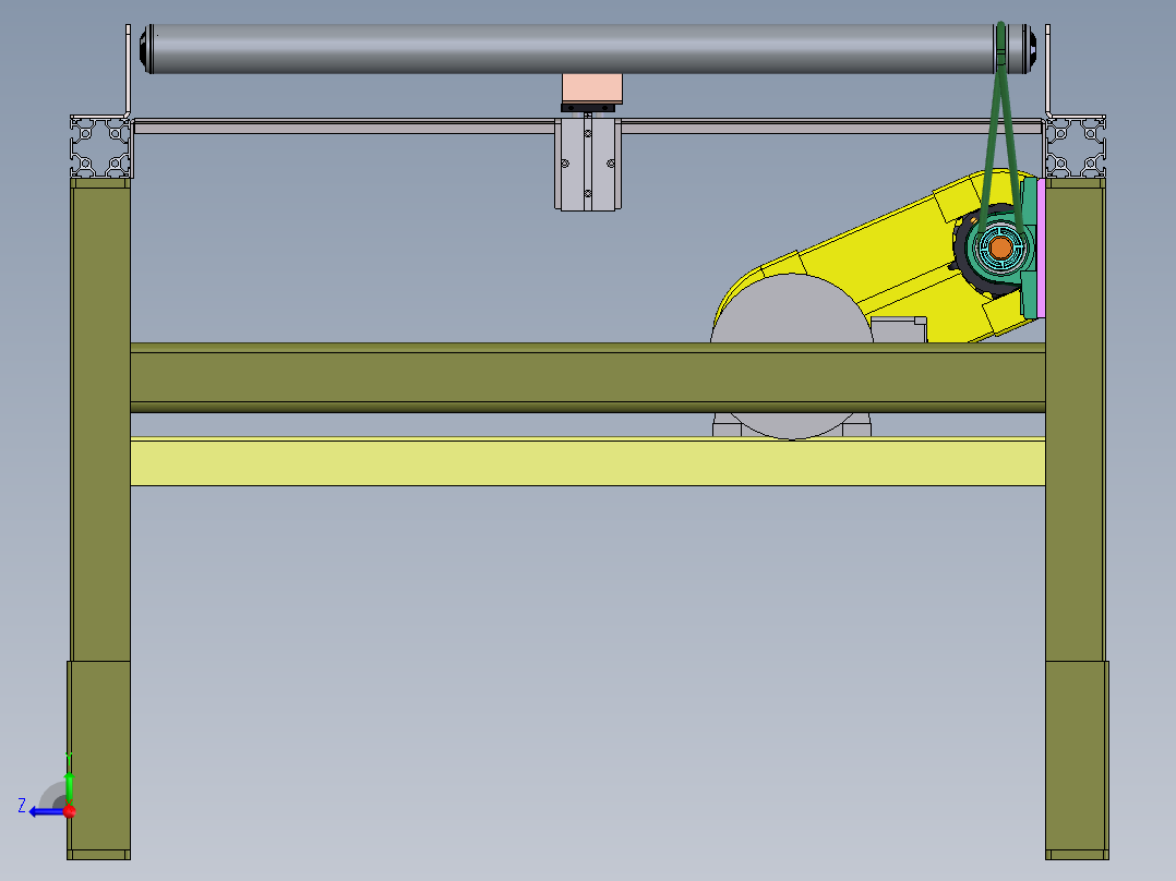 O带滚筒线前视图