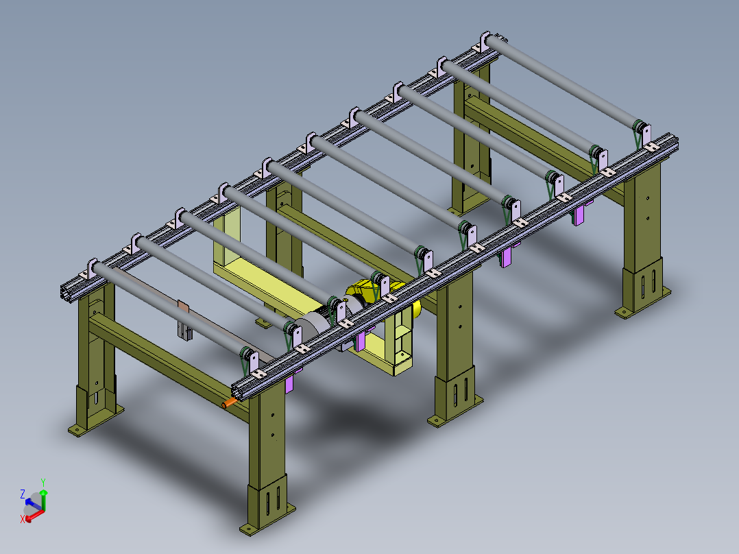 O带滚筒线正等轴测图
