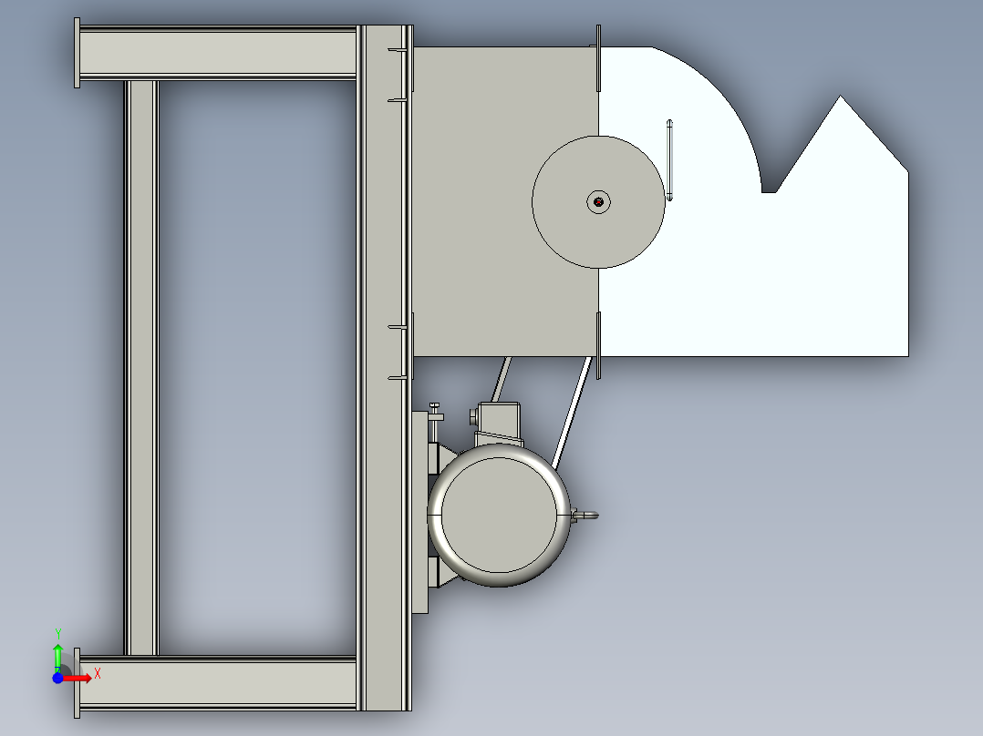 塑料粉破碎机3d图纸 proe三维3d设计图 石膏粉碎机3d图纸三维模型前视图