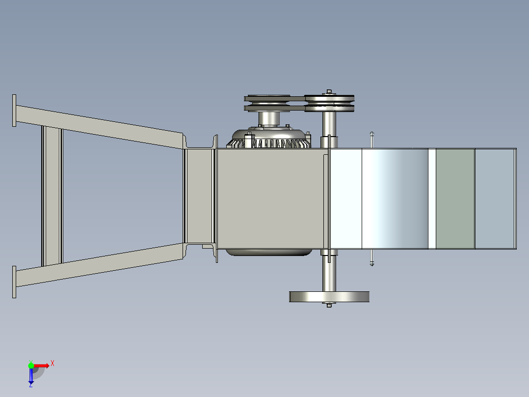 塑料粉破碎机3d图纸 proe三维3d设计图 石膏粉碎机3d图纸三维模型俯视图