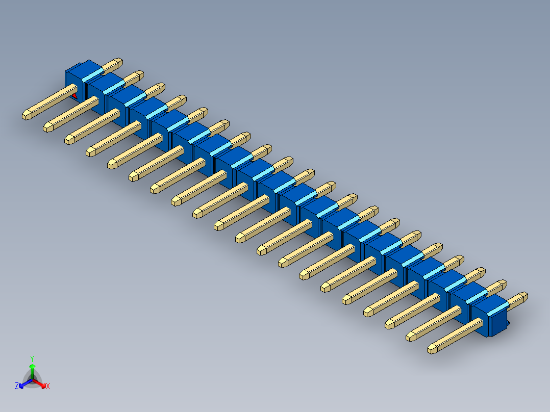 彩色公头100mil（2.54mm）系列-DS1021_blue_1x20p_100mil_Type1_rev1.0主视图