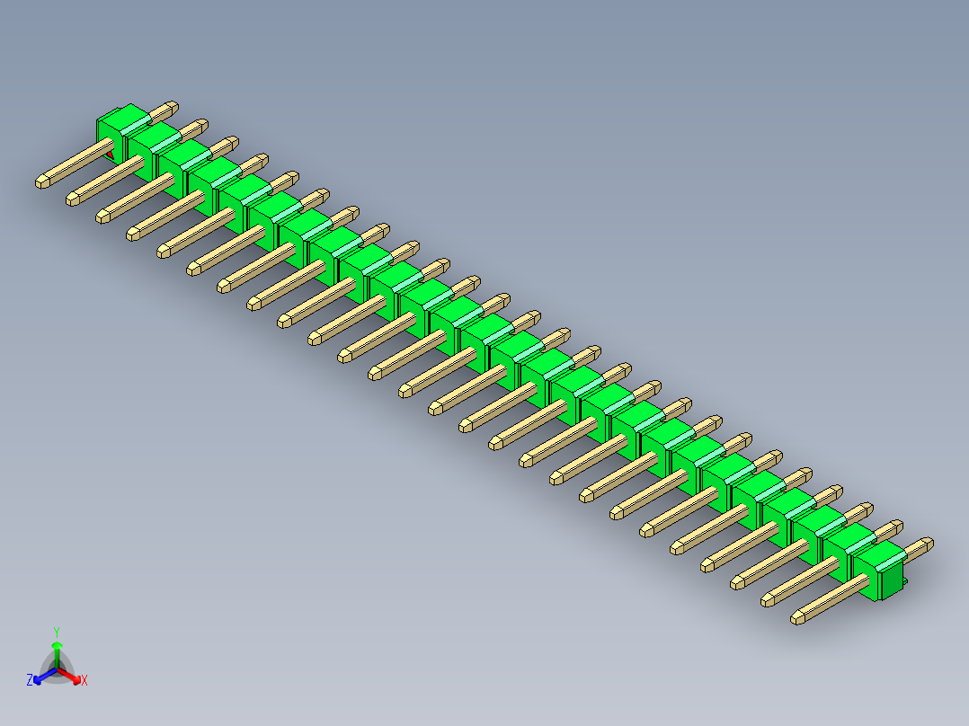 彩色公头100mil（2.54mm）系列-DS1021_green_1x26p_100mil_Type1_rev1.0主视图