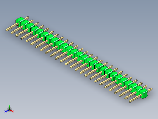 彩色公头100mil（2.54mm）系列-DS1021_green_1x26p_100mil_Type1_rev1.0正等轴测缩略图