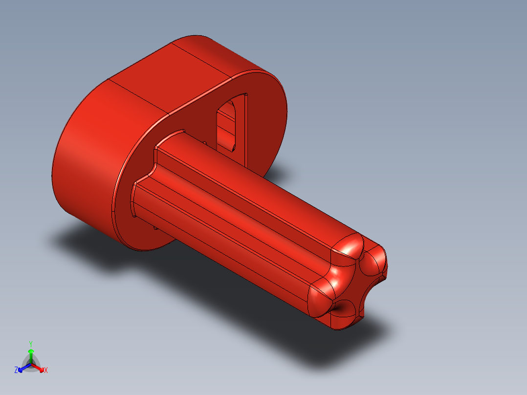 气缸电机-2853 Bright Red Technic Engine Crankshaft主视图