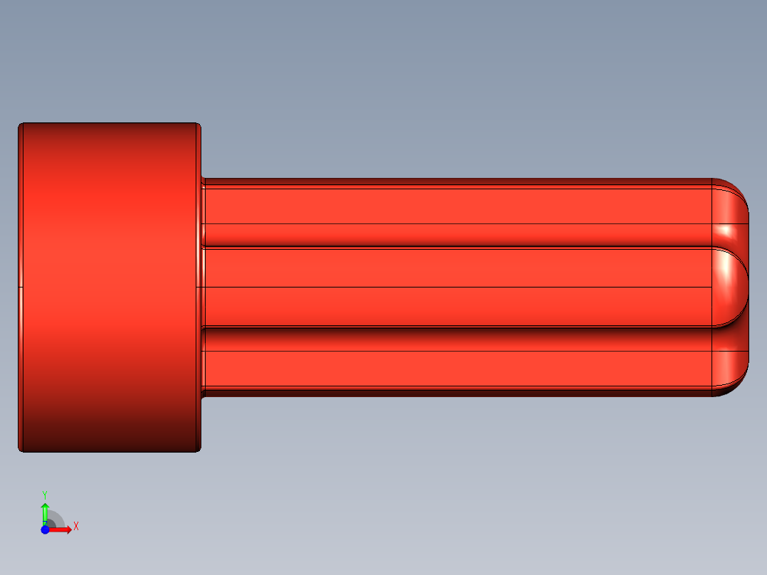 气缸电机-2853 Bright Red Technic Engine Crankshaft前视图