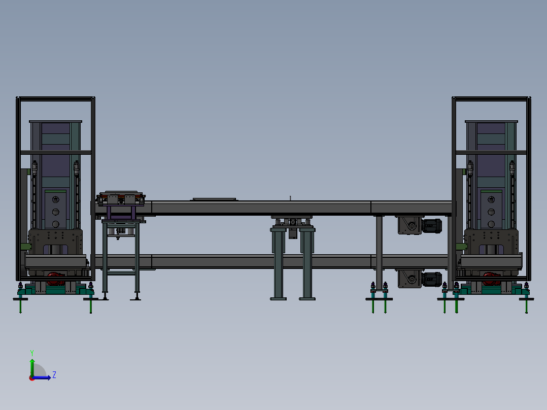 两端升降双层输送线sw18可编辑左视图