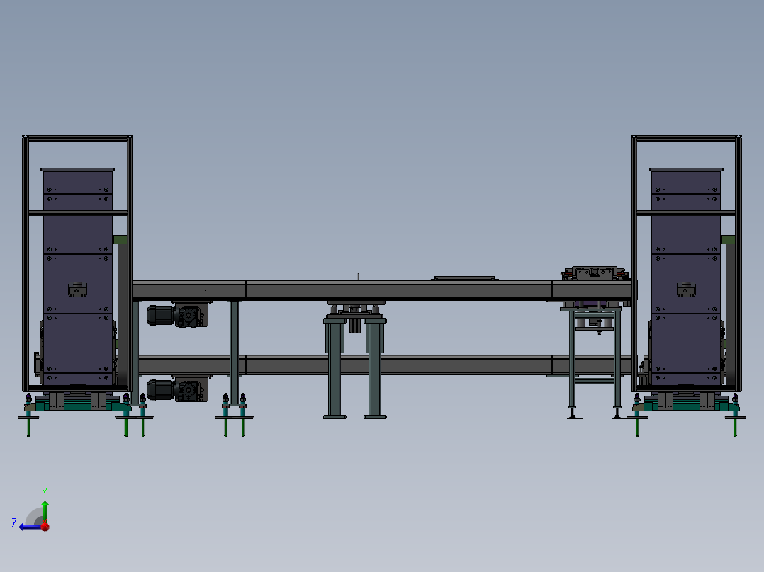 两端升降双层输送线sw18可编辑右视图