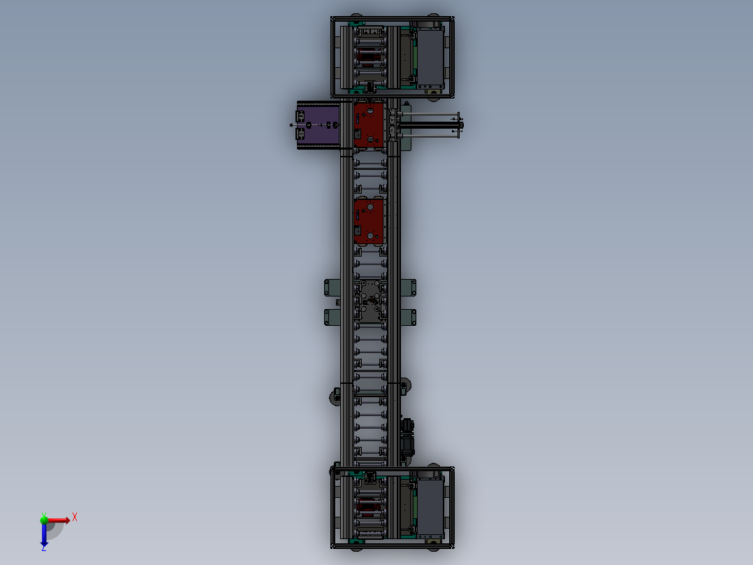 两端升降双层输送线sw18可编辑俯视图