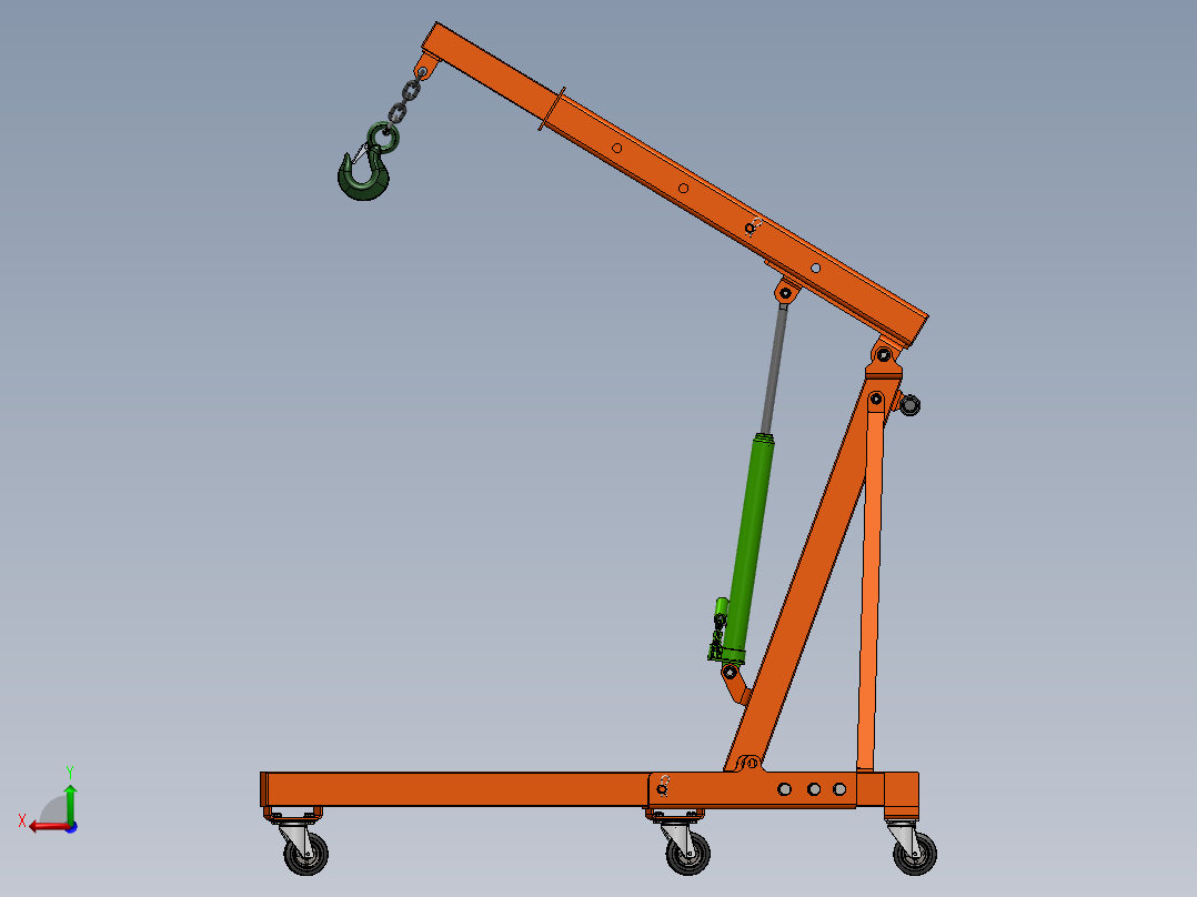 简易液压起重机sw20可编辑后视图