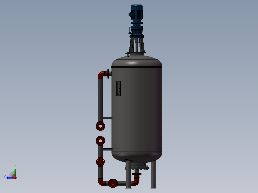 压力容积、纤维球过滤罐右视图