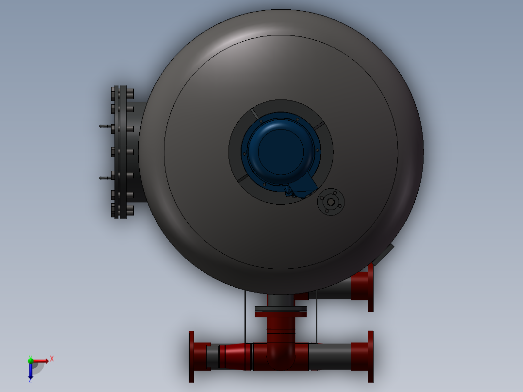 压力容积、纤维球过滤罐俯视图