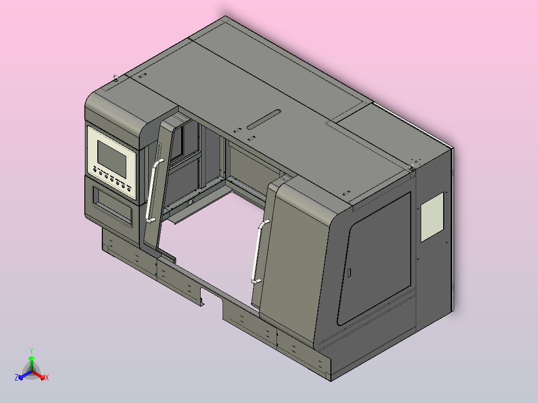 数控床身钣金外罩正等轴测图