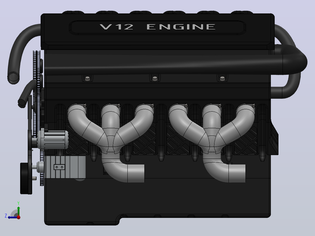 V12发动机右视图