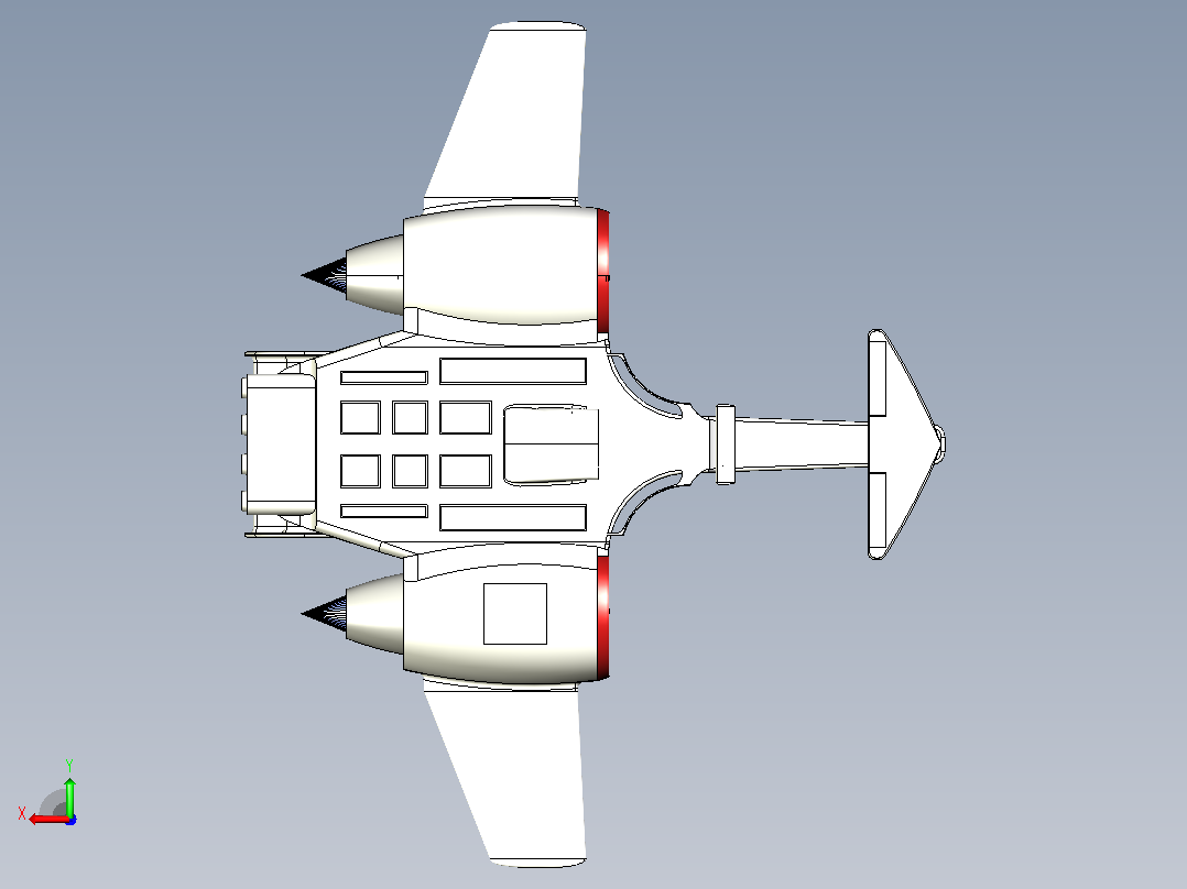 概念飞机3D模型后视图