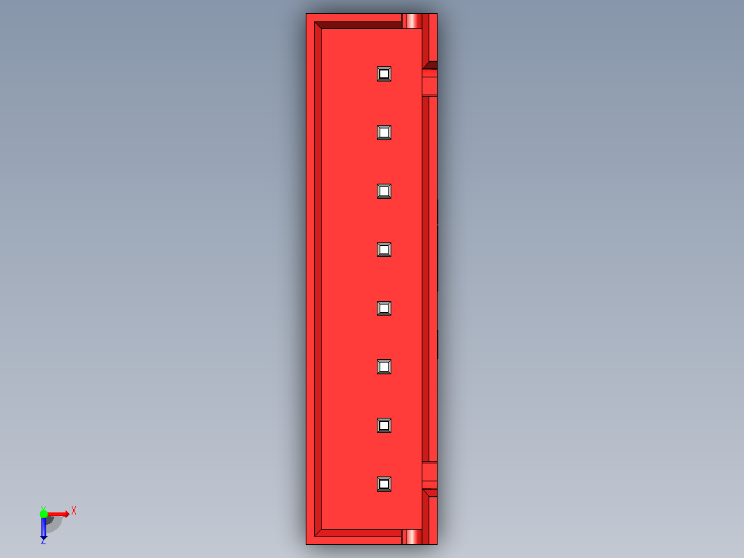 连接器红色JST XH 8针2.54 mm俯视图