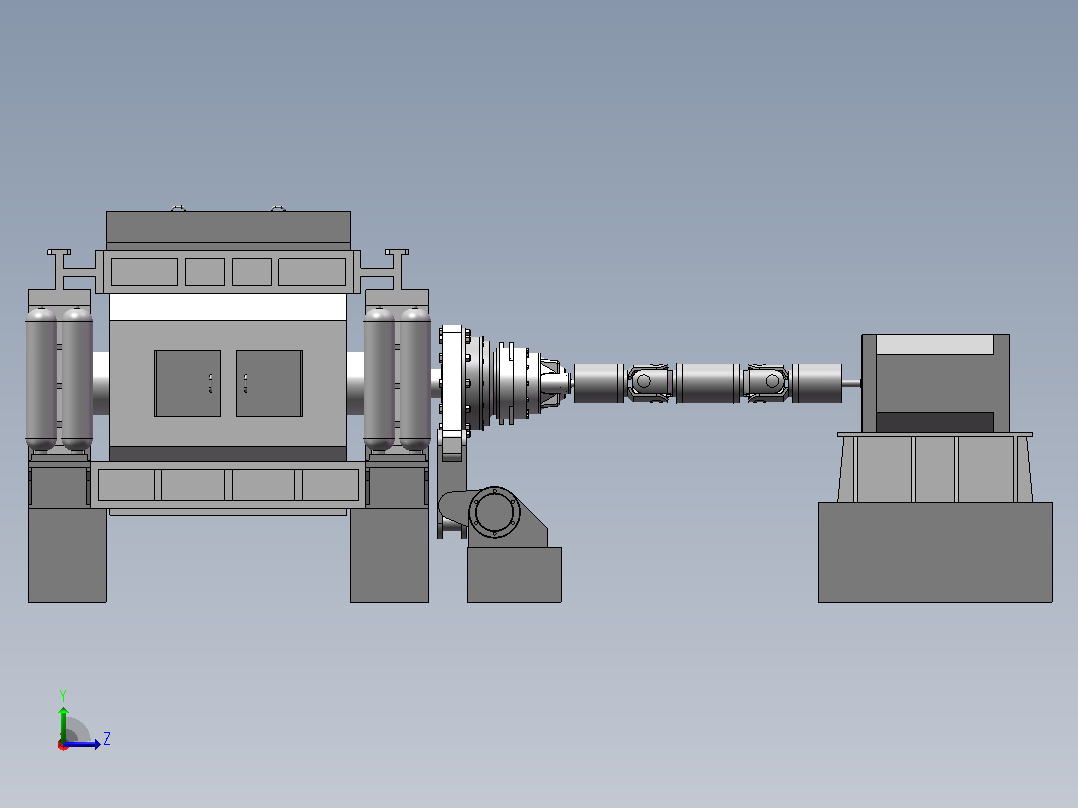 工业辊压机设备模型左视图