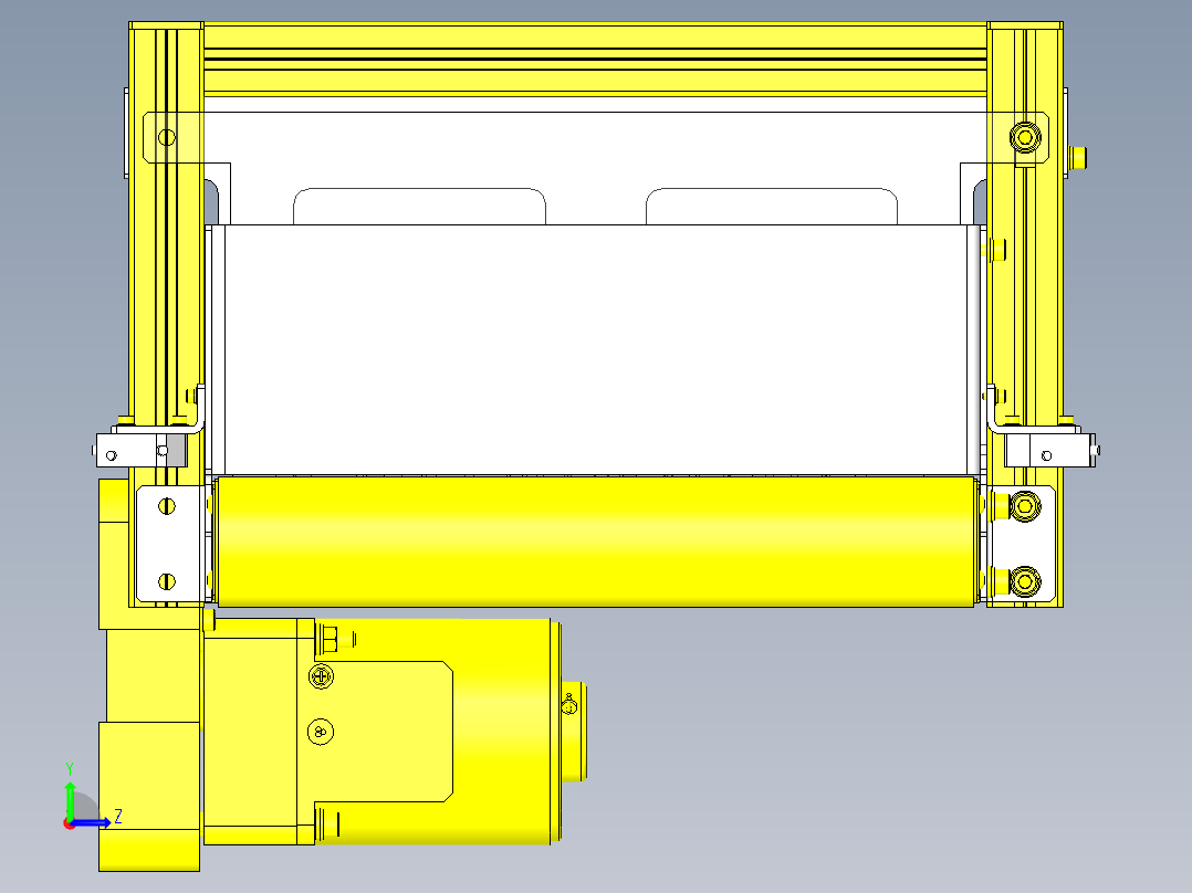 安装输送机上散装工件的拆分刷子前视图