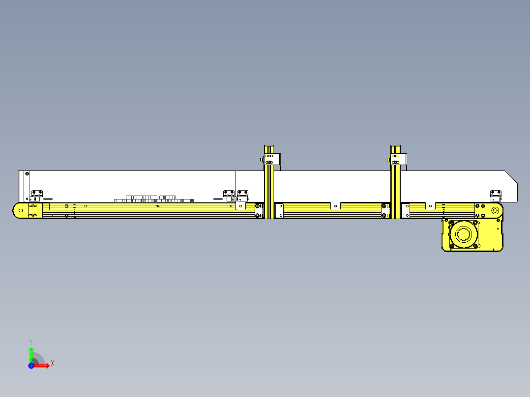 安装输送机上散装工件的拆分刷子右视图