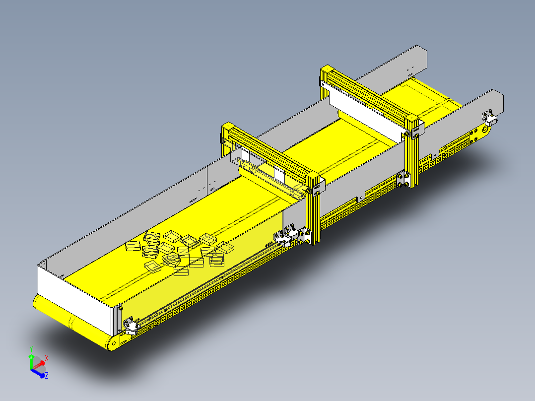 安装输送机上散装工件的拆分刷子正等轴测图