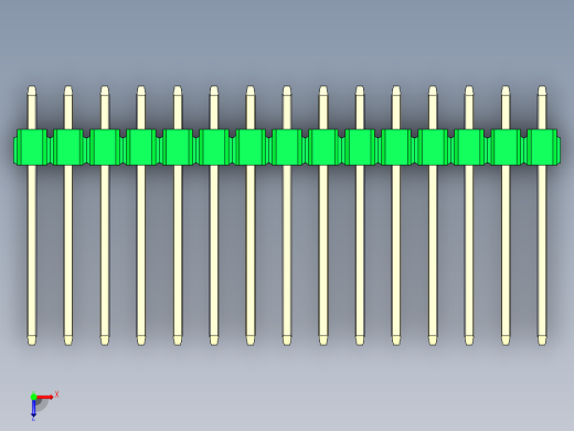 彩色公头100mil（2.54mm）系列-DS1021_green_1x15p_100mil_Type5_rev1.0俯视缩略图