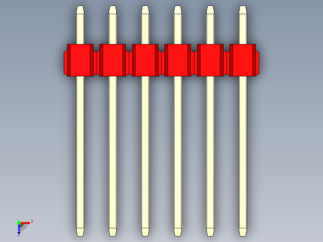 彩色公头100mil（2.54mm）系列-DS1021_red_2x06p_100mil_Type5_rev1.0俯视图