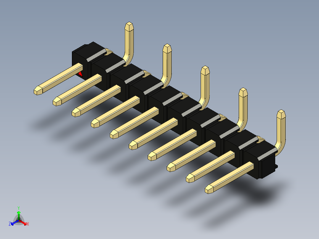 彩色公排针 100mil 2.54mm 系列-DS1022_black_10p_100mil_Type_SMT_R2_rev1.0主视图