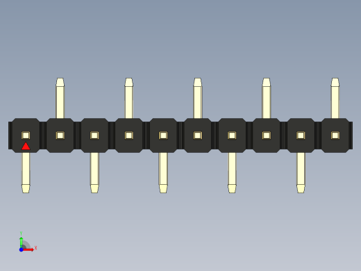 彩色公排针 100mil 2.54mm 系列-DS1022_black_10p_100mil_Type_SMT_R2_rev1.0前视缩略图
