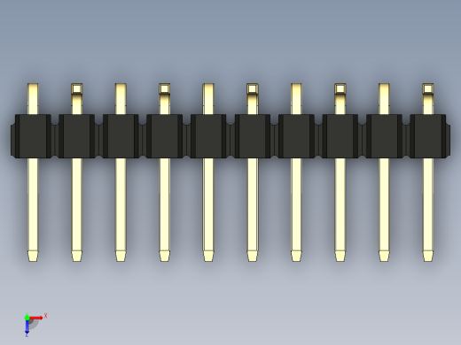 彩色公排针 100mil 2.54mm 系列-DS1022_black_10p_100mil_Type_SMT_R2_rev1.0俯视缩略图