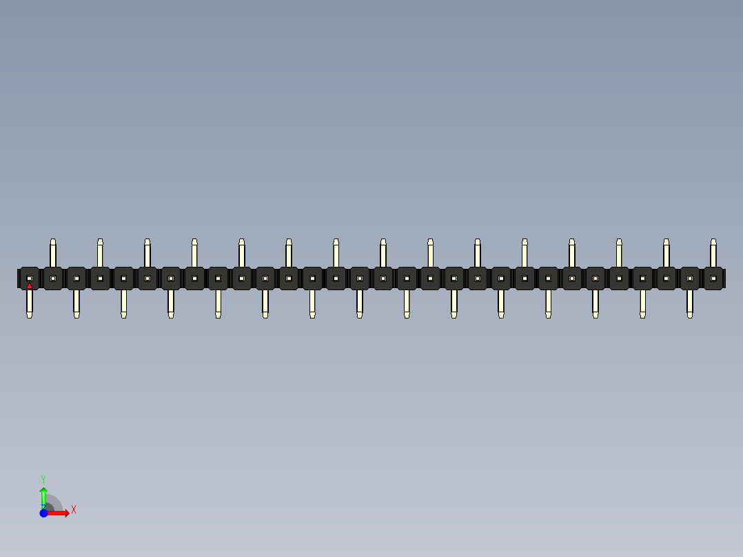 彩色公排针 100mil 2.54mm 系列-DS1022_black_30p_100mil_Type_SMT_R2_rev1.0前视图