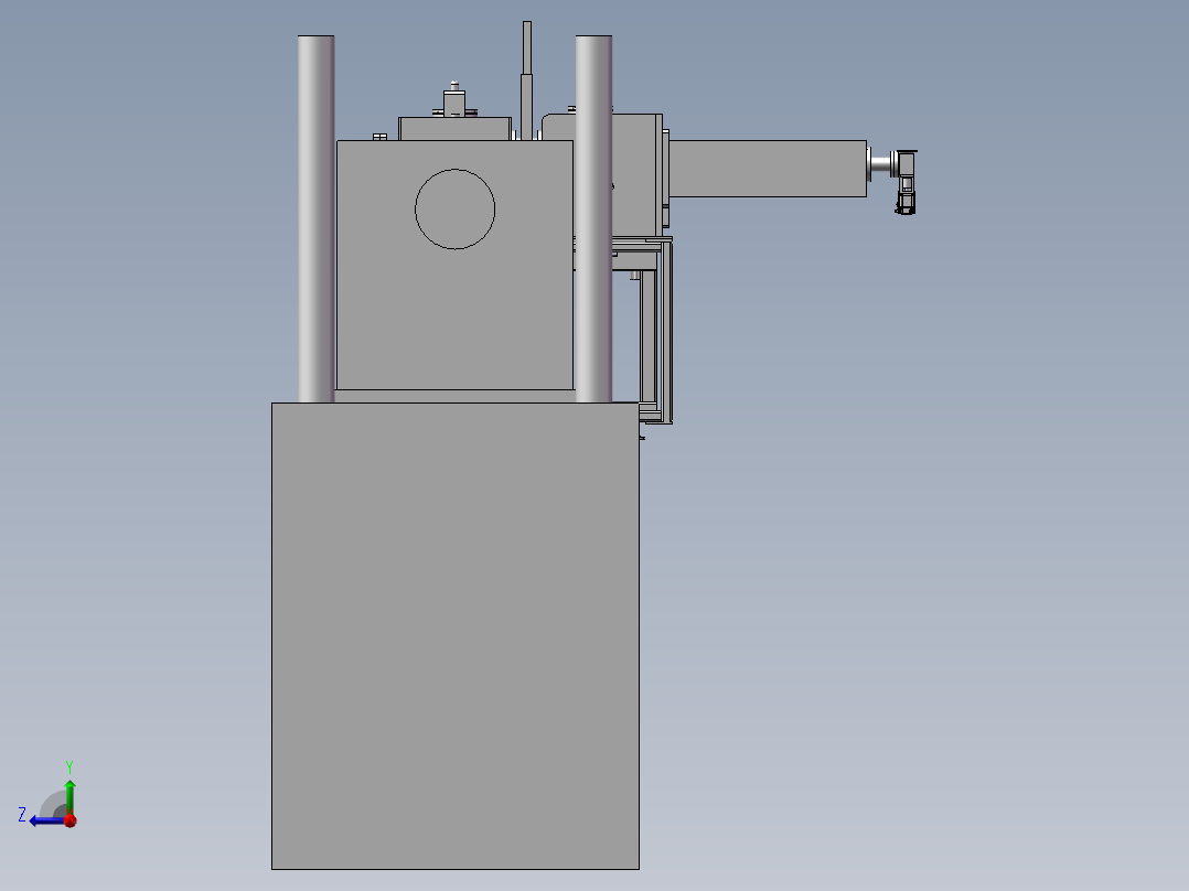 高温、真空卸料机右视图