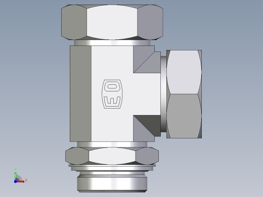 卡套式工业通用硬管接头EO_Adjustable_locknut_run_tee_LEE42ZLRCF前视缩略图