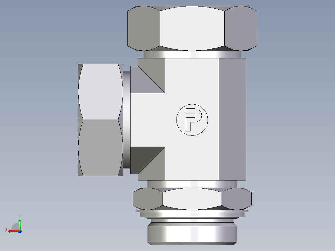 卡套式工业通用硬管接头EO_Adjustable_locknut_run_tee_LEE42ZLRCF后视图