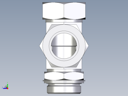卡套式工业通用硬管接头EO_Adjustable_locknut_run_tee_LEE42ZLRCF右视缩略图